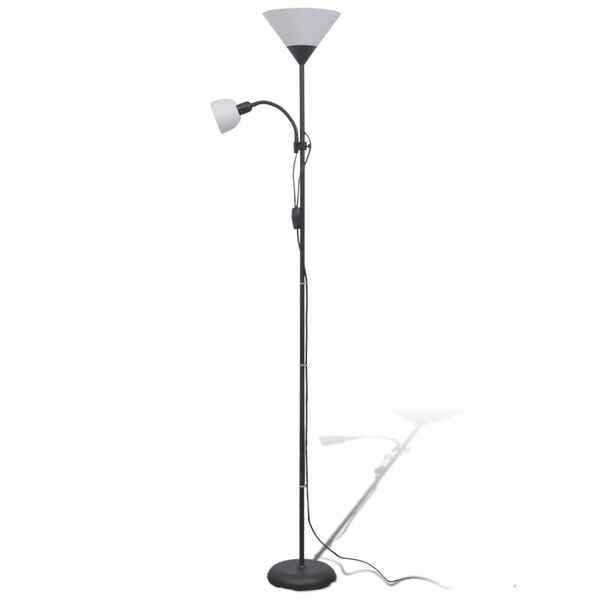 vidaXL Floor Lamp Black Steel Tall Floor Lamp Cylindrical Modern