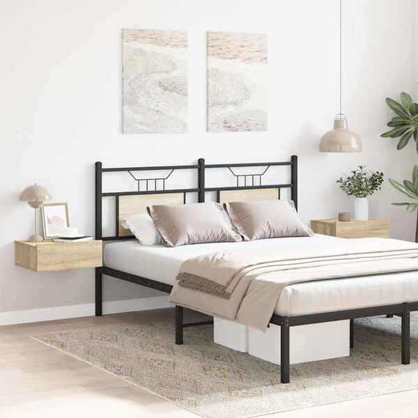 vidaXL Floating Nightstand Set of 2 Sonoma oak Engineered wood Compact