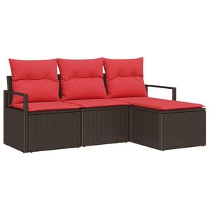 vidaXL Sofa Set 4 pcs Brown Poly Rattan