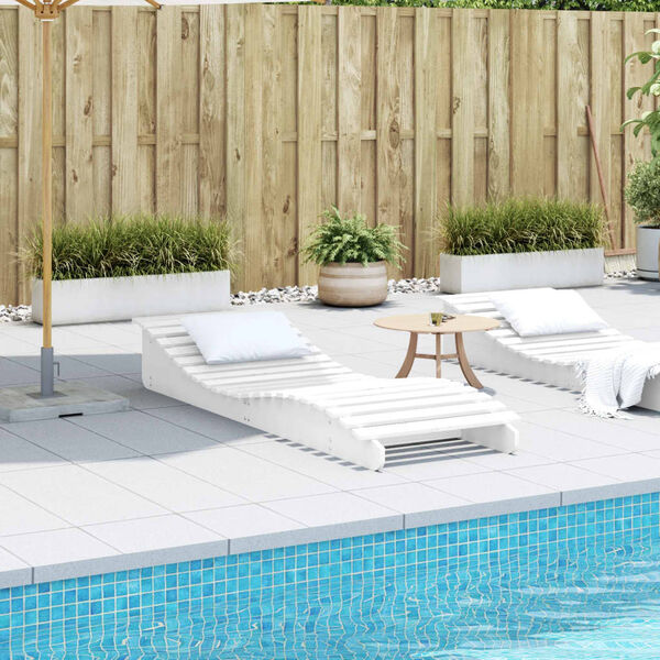 vidaXL Sun Lounger White Solid pine wood 80.7 in long, 23.6 in wide