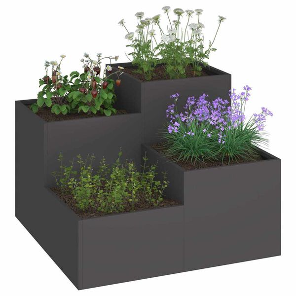 vidaXL Garden Planter Black 80 x 80 x 60 cm Steel