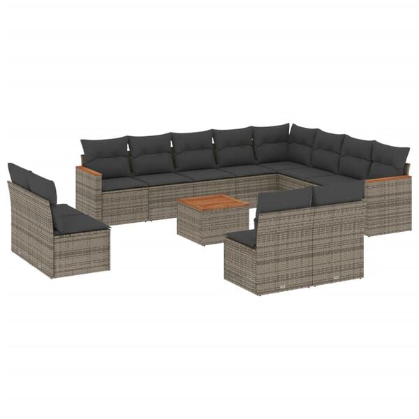 vidaXL Garden Sofa Set Grey PE Rattan Large Modular Garden Sofa Set