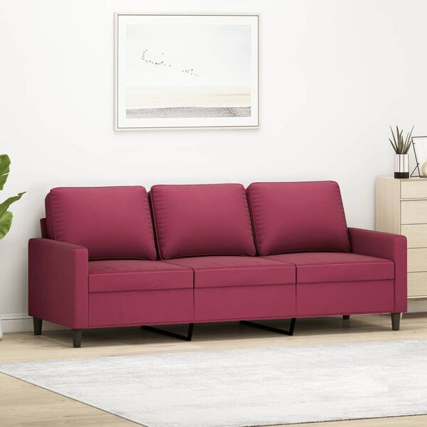 vidaXL 3-seater Sofa Wine red Velvet (100% polyester) 3-seater Modern