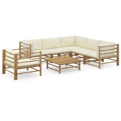 Vidaxl 7 Piece Patio Lounge Set With, White Bamboo Outdoor Furniture