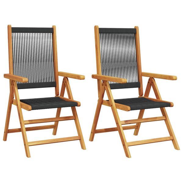vidaXL Garden Chair Set of 2 Black Solid Acacia wood, Polypropylene