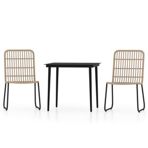 vidaXL Dining Set Oak and Black PE rattan Medium Stackable Dining Set