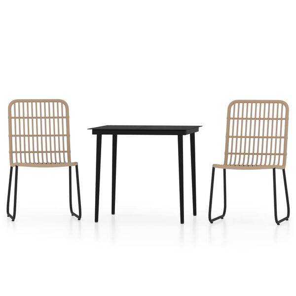 vidaXL Dining Set Oak and Black PE rattan Medium Stackable Dining Set