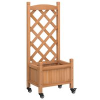 vidaXL Planter with Trellis and Wheels Brown Solid Wood Fir