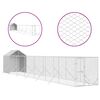 vidaXL Outdoor Dog Kennel Silver Galvanized Steel, Polyethylene Large