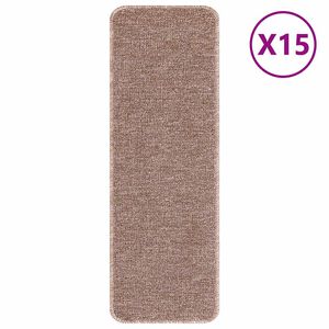 vidaXL Anti-slip Stair Mats 15 pcs Light brown 23.6" x 9.8" PP