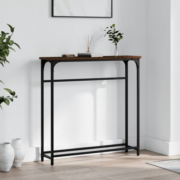 vidaXL Console Table Brown oak Engineered wood, Metal Standard