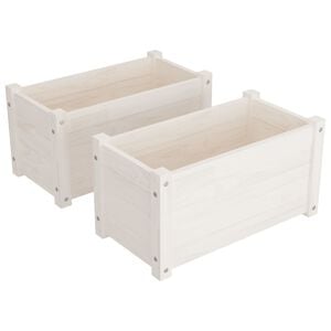 vidaXL Garden Planter Set of 2 White Solid pinewood Medium Durable