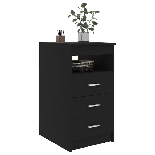 vidaXL Drawer Cabinet Black Engineered wood Compact Drawer Cabinet