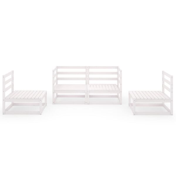 vidaXL Garden Lounge Set White Solid pine wood Medium Modular