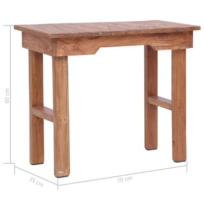 vidaXL End Table 27.6"x13.8"x23.6" Solid Wood Mahogany