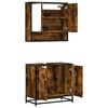 vidaXL Bathroom Furniture Set Smoked Oak Engineered Wood, Metal Medium