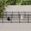 vidaXL Dog Kennel Black Powder-coated Steel 151.7 sq ft Dog Kennel