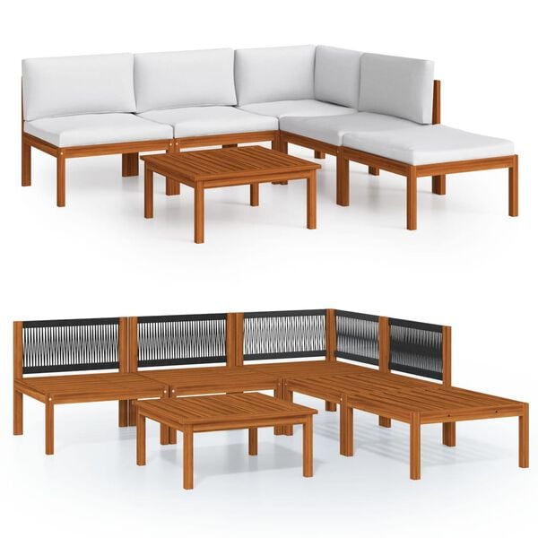 vidaXL Garden Lounge Set Cream white Solid acacia wood Large Modular
