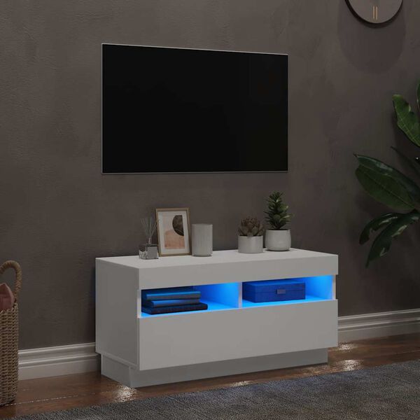 vidaXL TV Cabinet with LED Lights White 31.5x13.8x15.7"