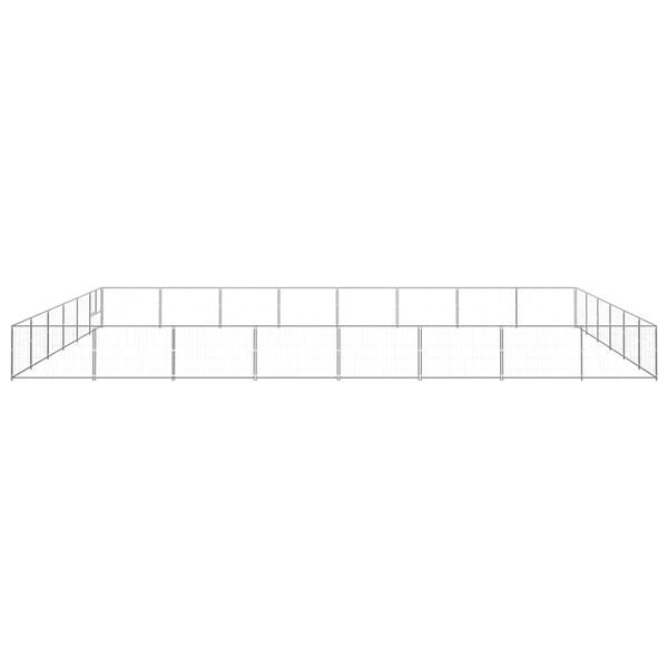 vidaXL Dog Kennel Silver Steel Large Durable Dog Kennel Rectangular