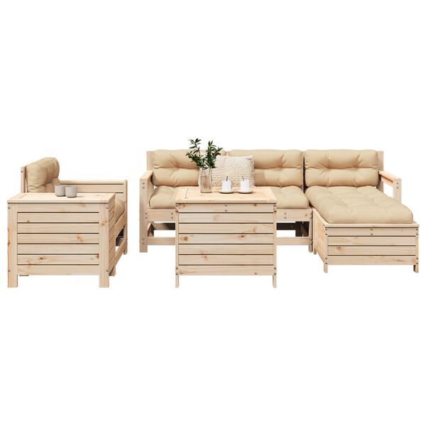 vidaXL Garden Sofa Set Natural Wood Solid pine wood (untreated)