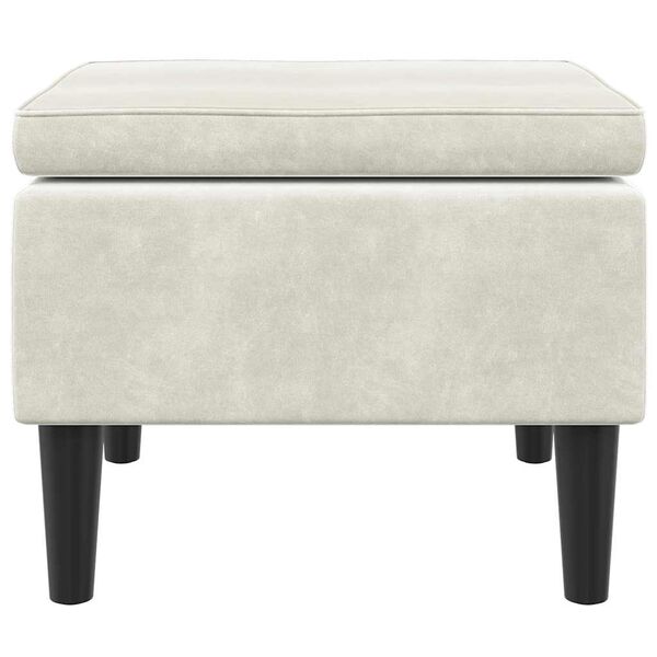 vidaXL Stool Cream Velvet (100% polyester), rubber wood Compact Footrest