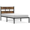 vidaXL Bed Frame Black, Smoked Oak Iron, Engineered Wood Twin Bed Frame