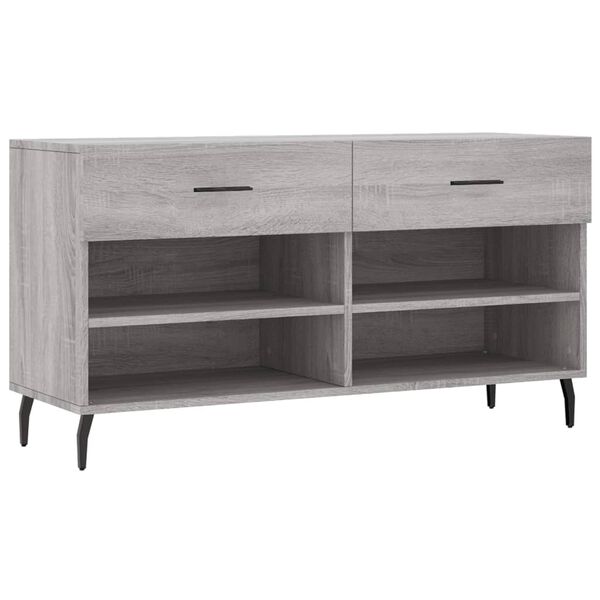 vidaXL Shoe Bench Grey Sonoma Engineered Wood, Iron 40.2x13.8x21.7 in