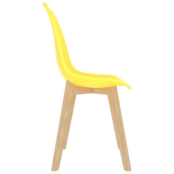 vidaXL Dining Chair Set of 2 Yellow PP (polypropylene), beech wood