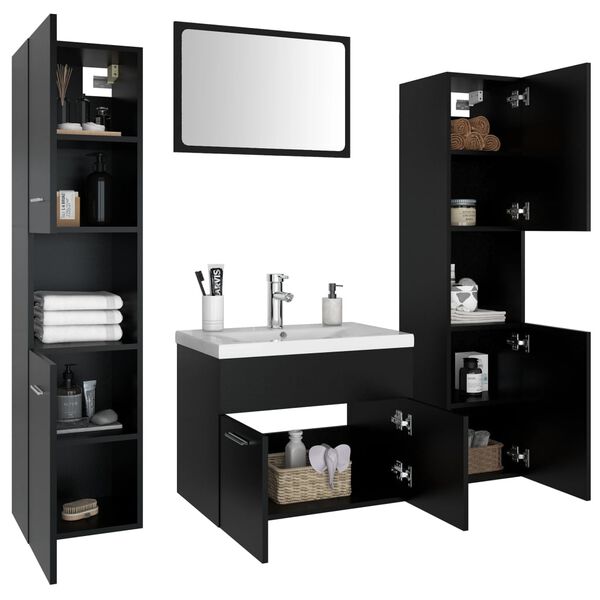 vidaXL Bathroom Furniture Set Black Engineered wood Bathroom Furniture Set