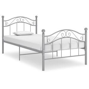 vidaXL Bed Frame Gray Powder-coated metal Twin Durable Twin Bed Frame