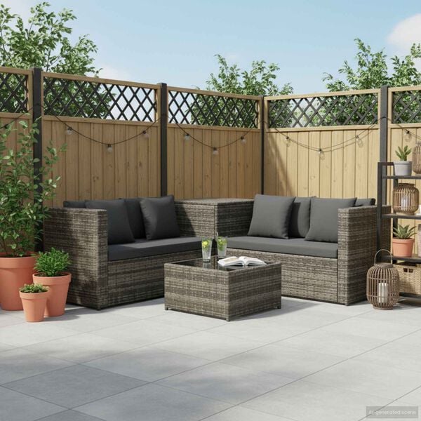 vidaXL Patio Furniture Set Set of 4 Grey, Dark grey