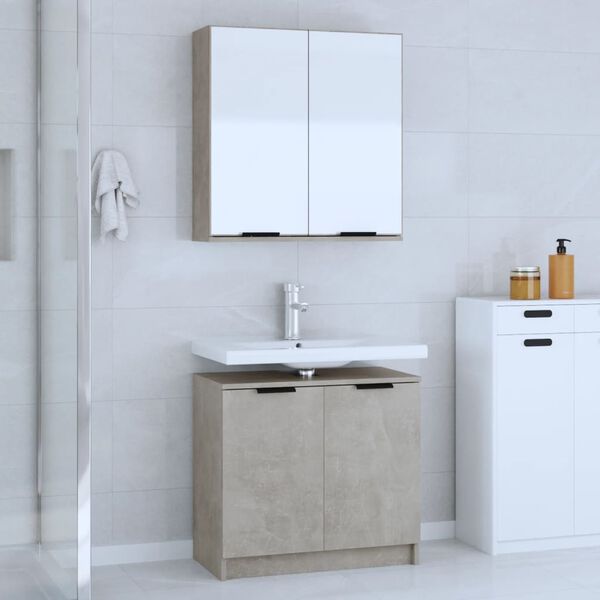 vidaXL Bathroom Furniture Set Concrete Grey Engineered wood Standard