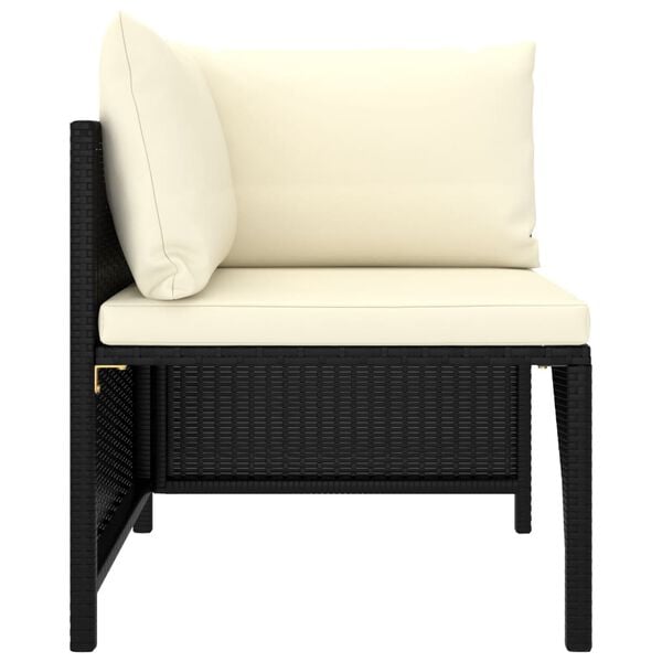 vidaXL Garden Lounge Set Black PE Rattan, Powder-Coated Steel, Polyester