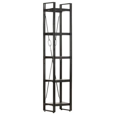 vidaXL 5-Tier Bookcase Black 15.7"x11.8"x70.9" Solid Mango Wood