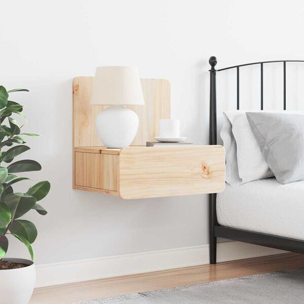 vidaXL Bedside Table Brown 17.32 x 12.80 x 15.75 in Solid pine wood