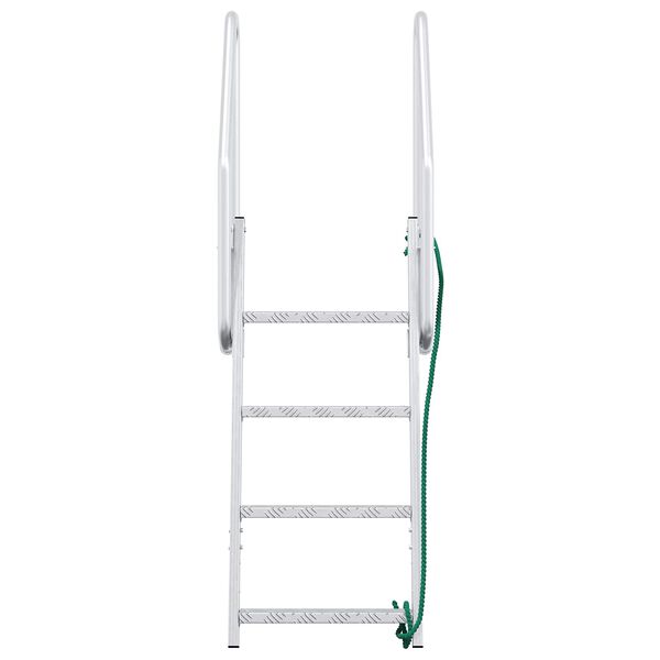 vidaXL 4-Step Dock Ladder Silver 22.83 x 30.31 x 65.35 in Aluminium
