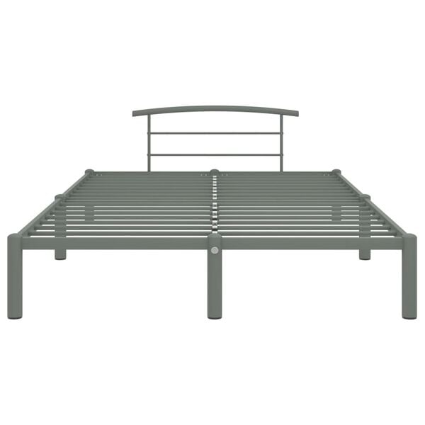 vidaXL Bed Frame Grey Metal 47.2x78.7 in Heavy-Duty Bed Frame