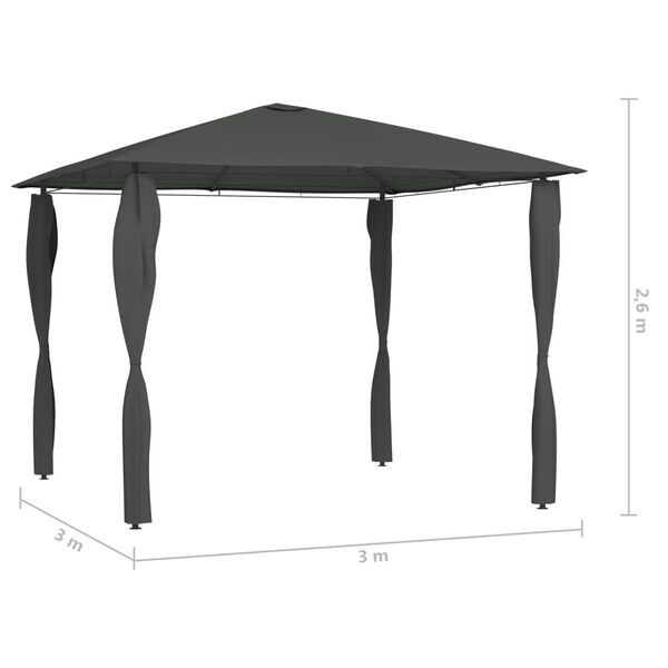 vidaXL Gazebo Anthracite Fabric 5.3 oz/yd² 9.8ft x 9.8ft x 8.5ft