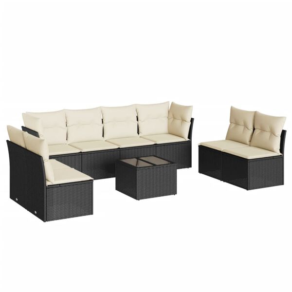 vidaXL Garden Sofa Set Black, Cream White