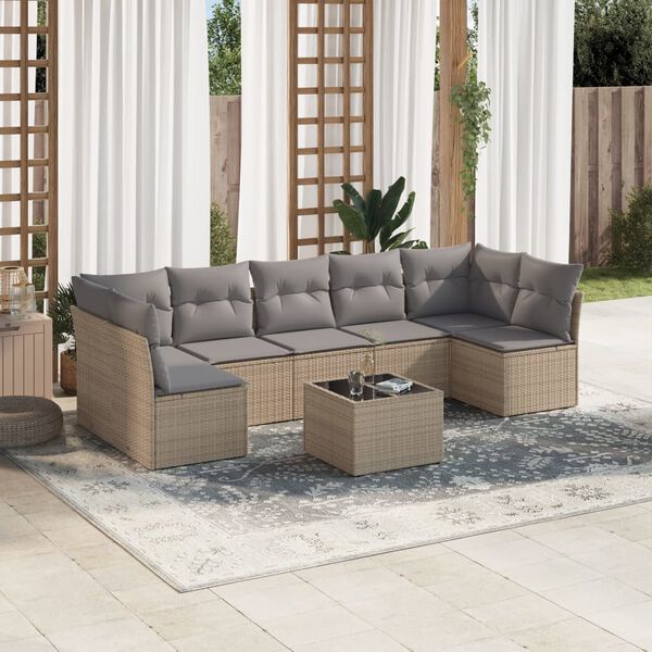 vidaXL Garden Sofa Set Beige, Light grey
