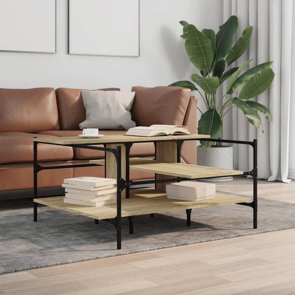 vidaXL Coffee Table Sonoma Oak Engineered Wood Square Modern Durable