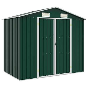 vidaXL Garden Shed Green Galvanized steel 80.7x50.8x72.0 in Durable