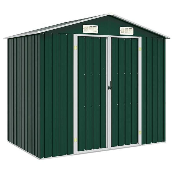vidaXL Garden Shed Green Galvanized steel 80.7x50.8x72.0 in Durable