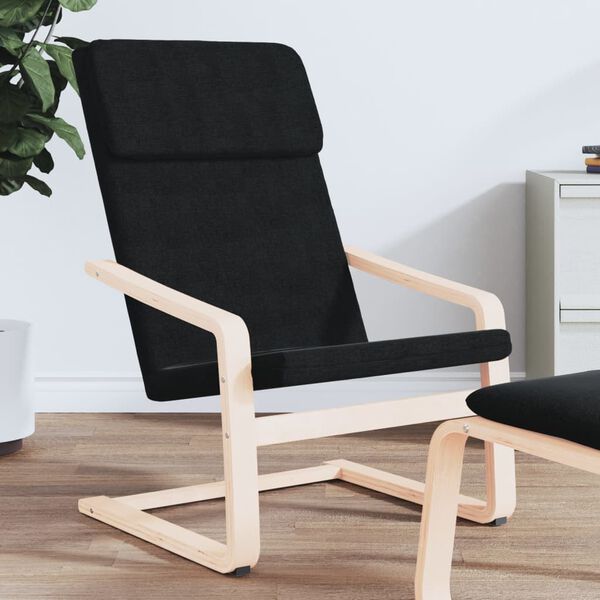 vidaXL Relaxing Chair Black 100% polyester fabric, solid birch wood, plywood