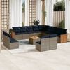 vidaXL 14 Piece Garden Sofa Set with Cushions Grey Poly Rattan