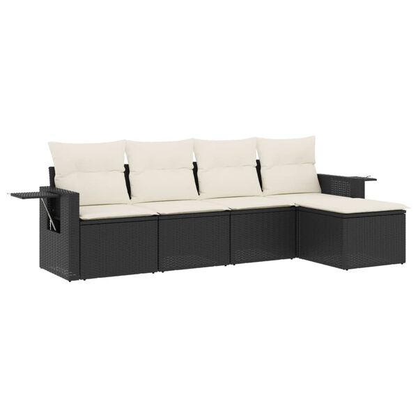 vidaXL Garden Sofa Set Black, Cream White