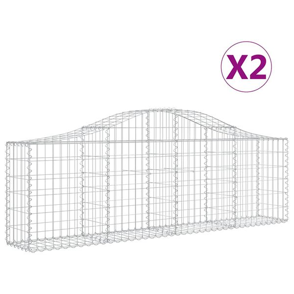 vidaXL Gabion Basket Set of 2 Silver Galvanized Steel Large