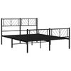vidaXL Metal Bed Frame Black Powder-Coated Steel Full Modern