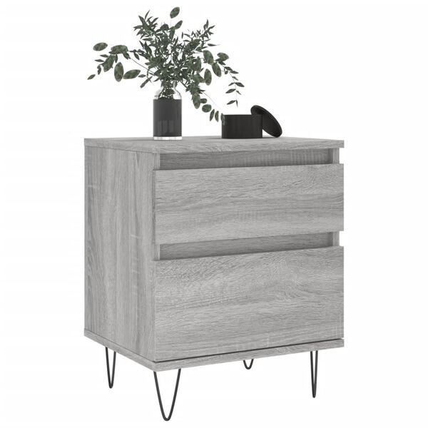 vidaXL Bedside Cabinet Set of 2 Grey Sonoma Engineered wood Medium